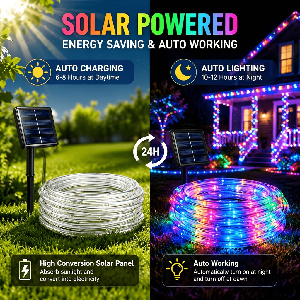 Flexible PVC strand of the solar powered rope light