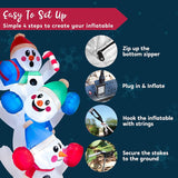 Christmas Inflatable Snowman, 6 ft Stacked Blow Up Yard Decoration with Built-In LED Lights