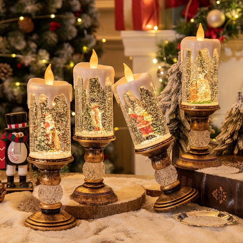 Christmas candle lamp in Santa and snowman styles