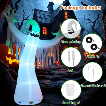 Inflatable ghost yard decoration with built-in LED lighting