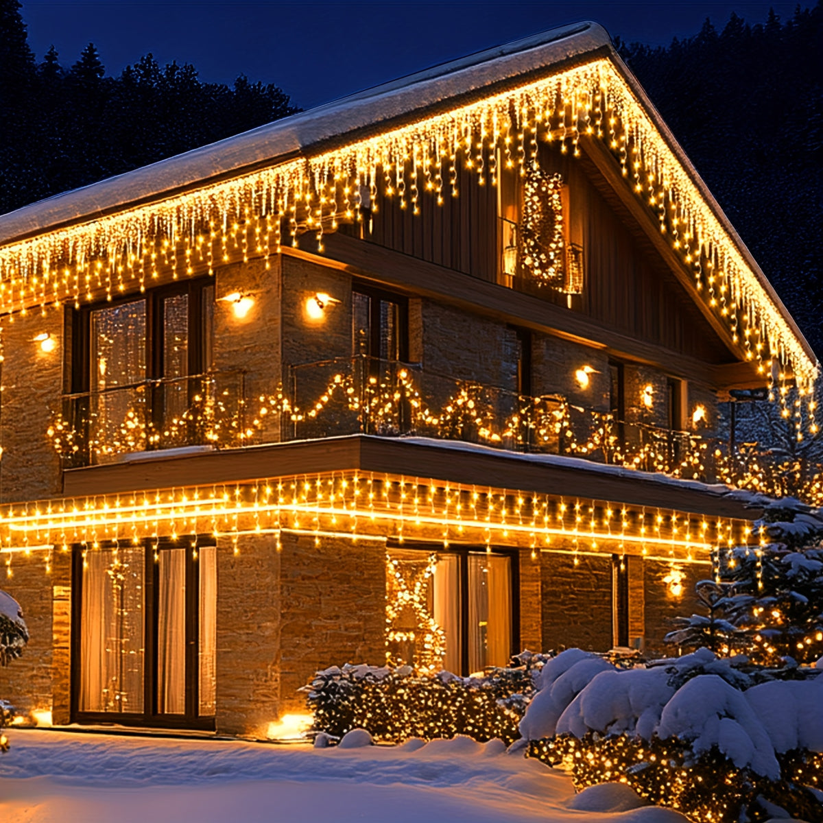 Solar Icicle Lights, 76 ft 600 LED Christmas Lights, 8 Modes, Remote