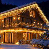 Solar Icicle Lights, 76 ft 600 LED Christmas Lights, 8 Modes, Remote