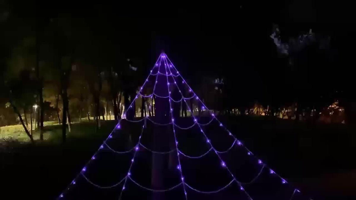 Halloween Spider Web LED Lights - 16FT Purple Yard Décor