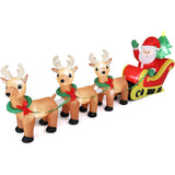Christmas inflatable sleigh archway shown in daylight with the walkway underneath