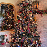 Christmas Tree Decorations, 36 Wooden Teddy Bear Ornaments, 3.94" Tartan Plaid Rustic Decor