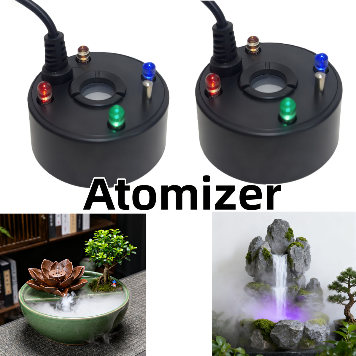 USB mist maker with a built-in color light, shown in black