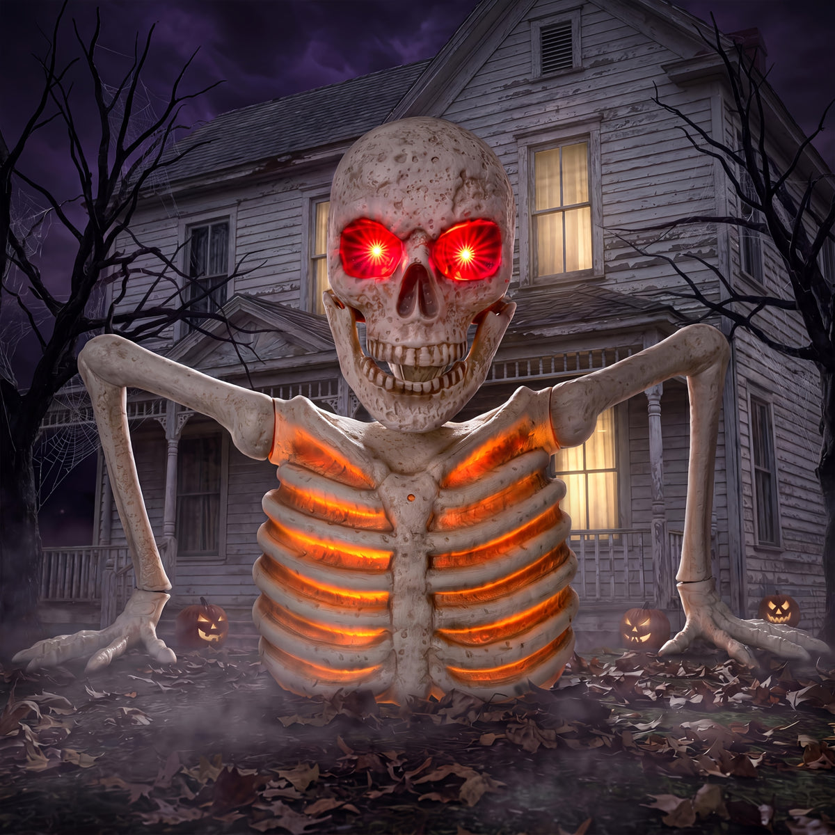 Light up skeleton groundbreaker for lawn and yard displays