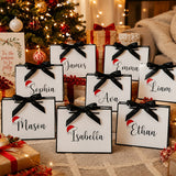 Custom name gift bag with a ribbon bow on the hat shape