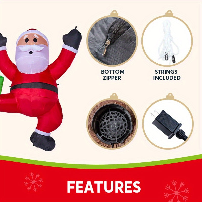 Christmas Inflatables, 6 ft Hanging Climbing Santa with Built-In LED, Indoor & Outdoor Decor