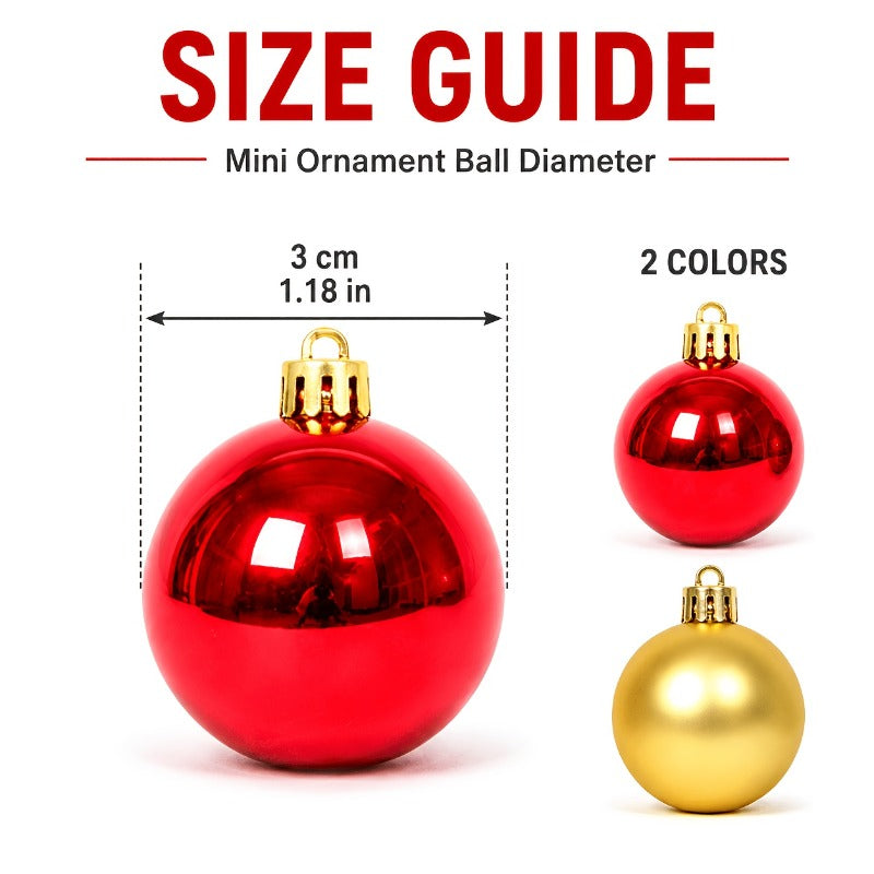 Barrel packed gift box of 48 mini Christmas ball ornaments
