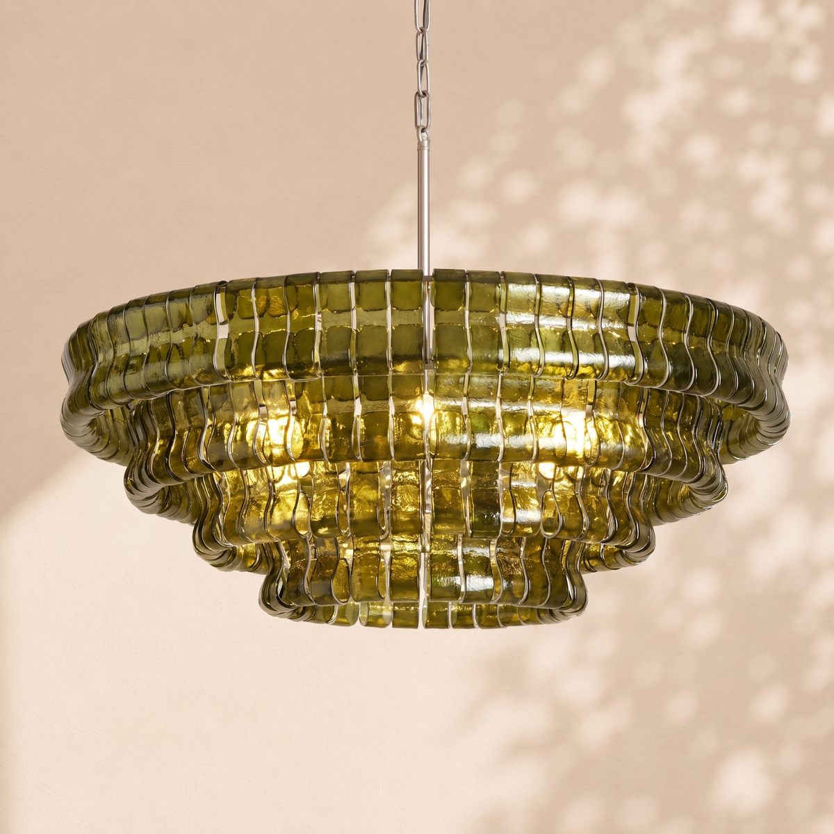 Ravello Modern Chandelier for Dining Room, 4-Tier Round Glass, 36 Inch, 6 Lights, Dimmable
