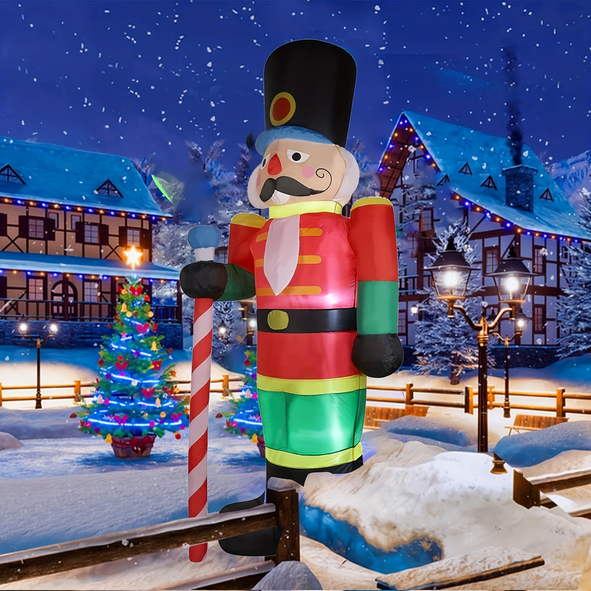Nutcracker Inflatable 8 ft Lighted Christmas Soldier, Outdoor Christmas Inflatables for Yard