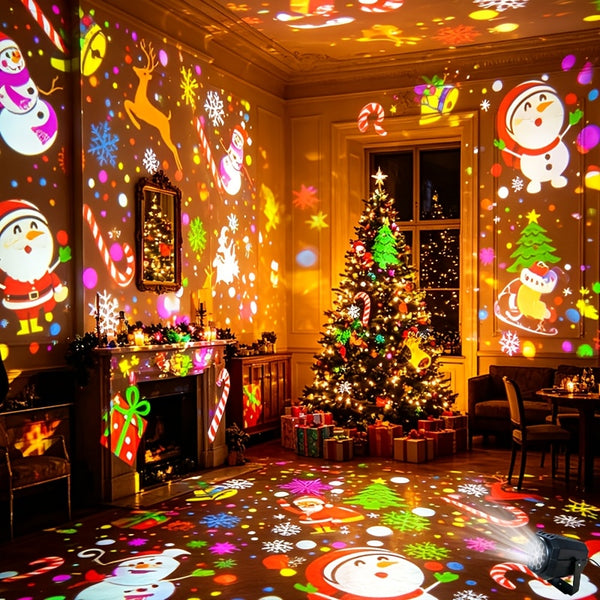 Christmas Projector Light, Solstice USB Snowflake or Holiday Pattern, Indoor Tabletop
