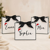 Custom name Christmas gift bag with ribbon detail
