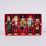 Christmas Decorations, Hand-Painted Wooden Nutcracker Set of 5, a Keepsake for Holiday Gifting