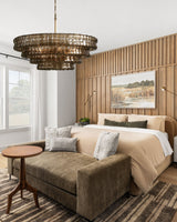Skolva Modern Chandelier for Dining Room, Round Curved Glass, Brass or Matte Black Finish