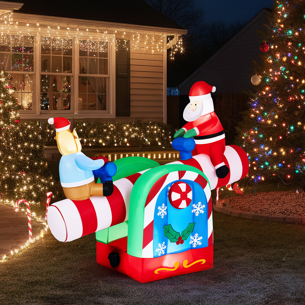 Christmas Inflatables, 10 ft Santa Sleigh Archway, Lighted Christmas Decorations Inflatable