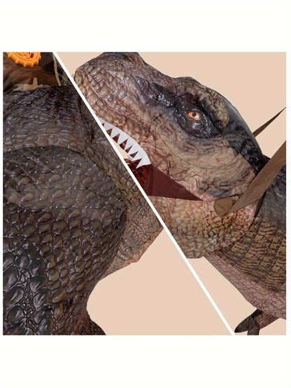 Coffee brown T-Rex costume shown full length