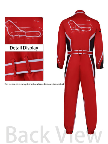 Halloween Race Car Driver Costume, Men's Racing Suit Jumpsuit with Belt, S to XXL