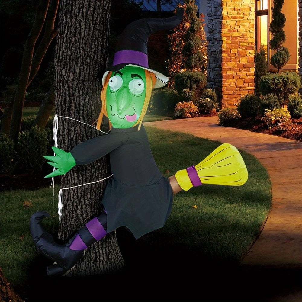 Built-in LED lighting inside the inflatable Halloween witch figure
