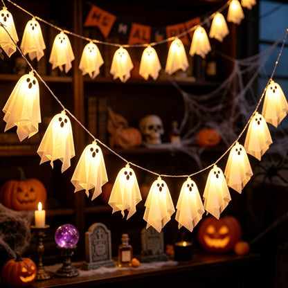 Ghost String Lights, Warm White LED, 59 in or 118 in, Battery Operated