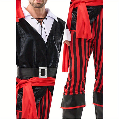 Halloween Men's Pirate Costume, Adult Sea Captain Accessory Set, M to XXL