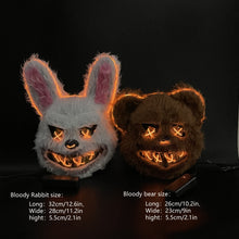 Light-Up Halloween Costume Mask, Glowing Eyes, Bunny or Bear Horror Design