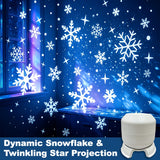 Compact snowflake projector standing on a flat surface