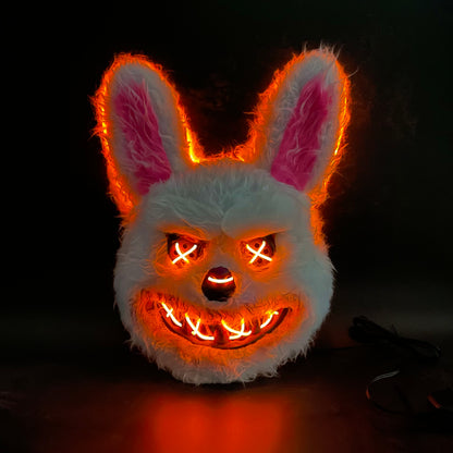 Light-Up Halloween Costume Mask, Glowing Eyes, Bunny or Bear Horror Design
