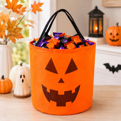 Orange pumpkin trick or treat tote bag, product photo 10