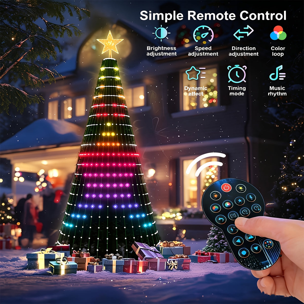Christmas tree lights with solid color modes