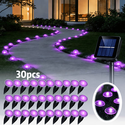 Solar landscape light shown with its polished plastic housing