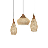 Rattan Pendant Light, Woven Braided Hanging Lamp for Kitchen Island, Dining Room, 10 Sizes