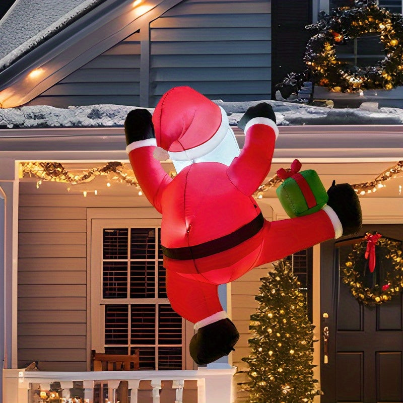 Christmas Inflatables, 6 ft Hanging Climbing Santa with Built-In LED, Indoor & Outdoor Decor