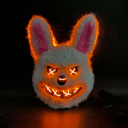 Light-Up Halloween Costume Mask, Glowing Eyes, Bunny or Bear Horror Design