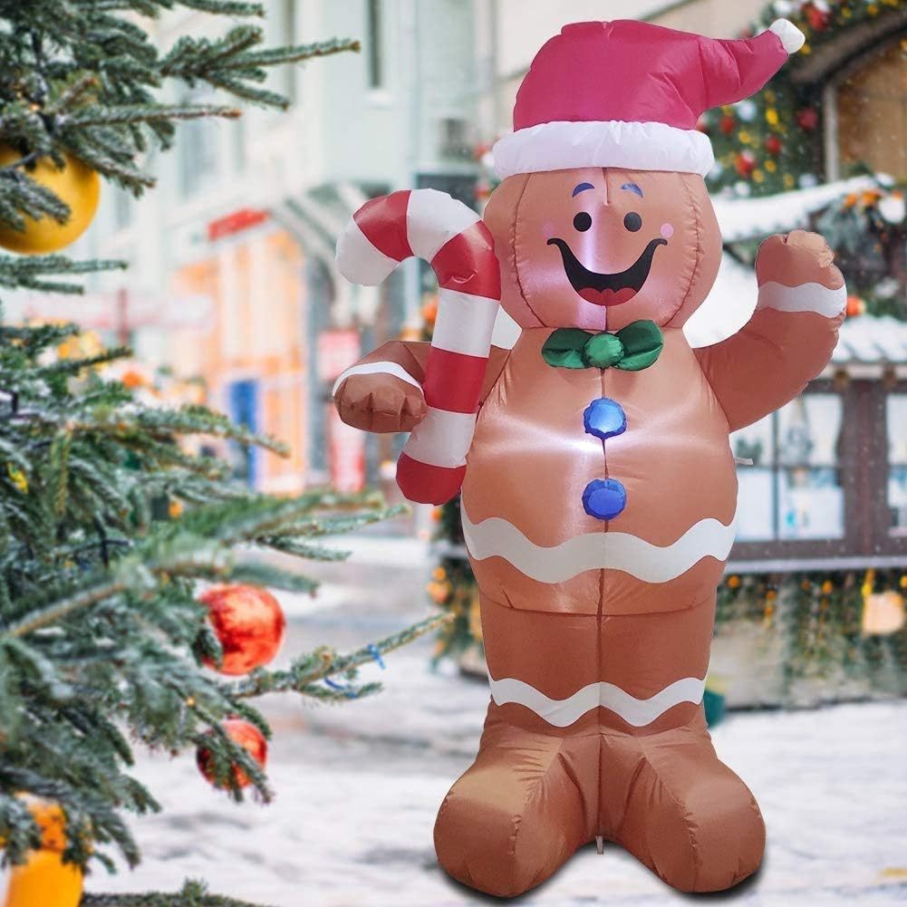Self-inflating gingerbread Christmas inflatable