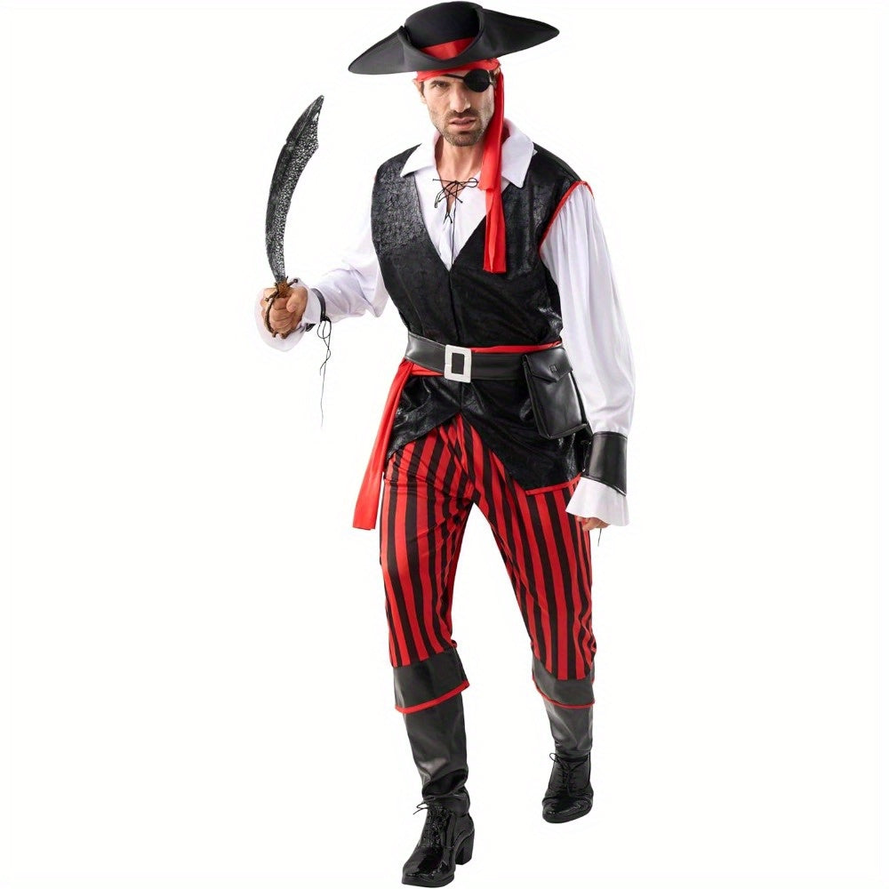Pirate costume set shown laid out