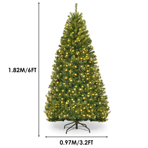 Pre-lit artificial Christmas tree with 1,000 branch tips on a foldable metal stand