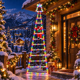 Outdoor Christmas Decorations, Climbing Santa Ladder Lights, 255 LED, Dimmable, USB Charging