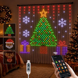 Color changing curtain lights as a party backdrop