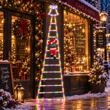 Outdoor Christmas Decorations, Climbing Santa Ladder Lights, 255 LED, Dimmable, USB Charging