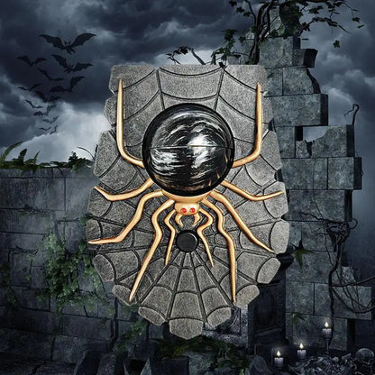 Spider eyeball Halloween doorbell prop with glowing green eye