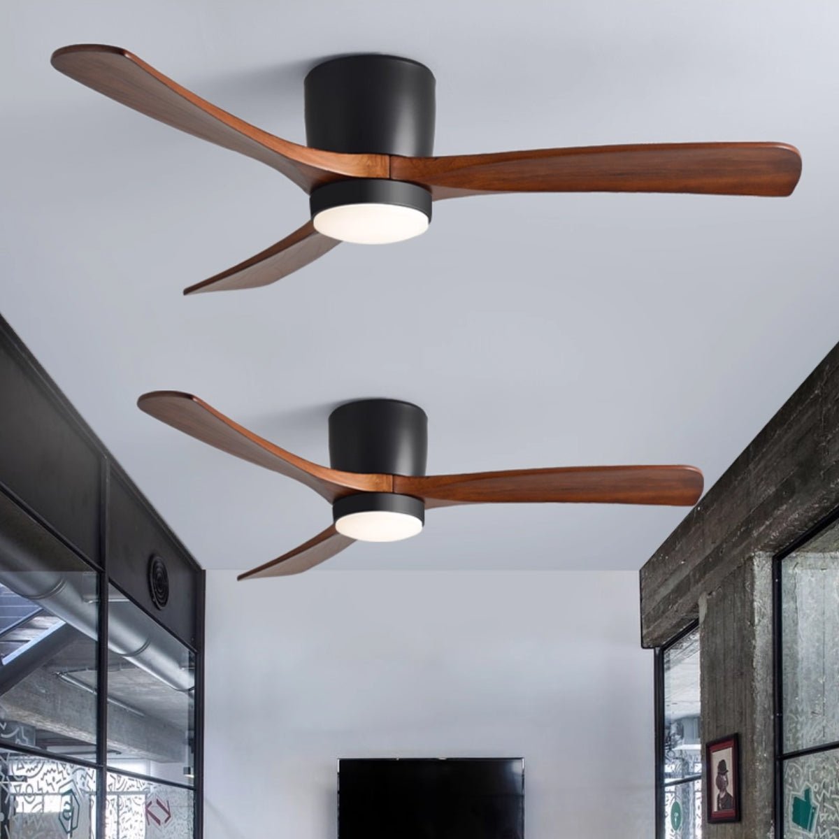 Eskil Ceiling Fan with Light, Wood Nordic Style, Integrated Warm Light, Indoor, 36 to 52 Inch