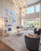 Tavira Chandeliers for Dining Room, Round Alabaster Chandelier, Adjustable Airplane Cable