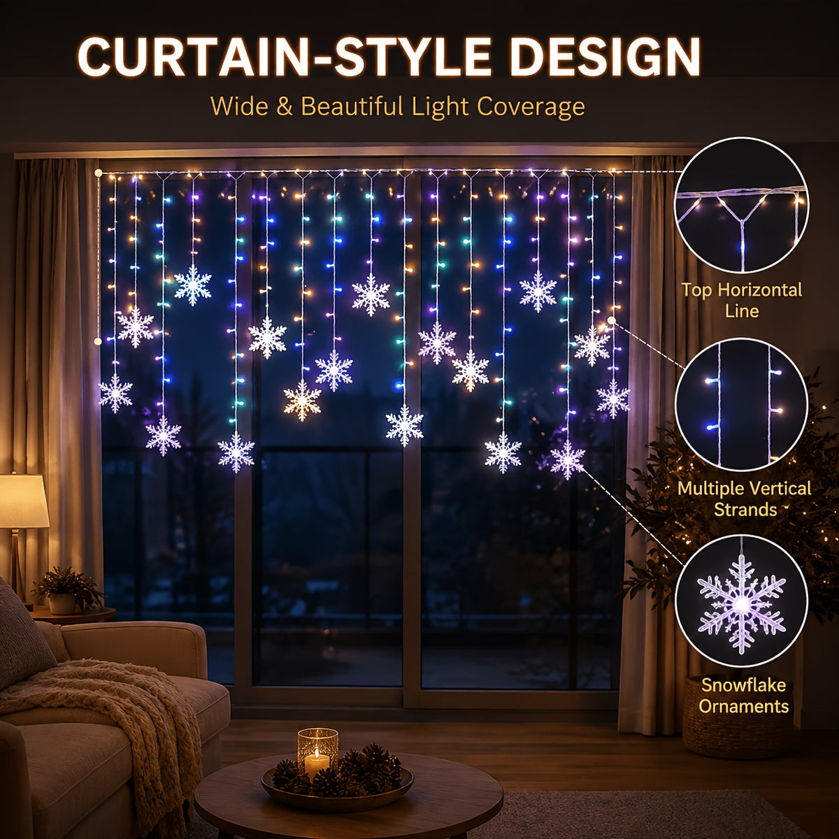 Curtain lights size reference