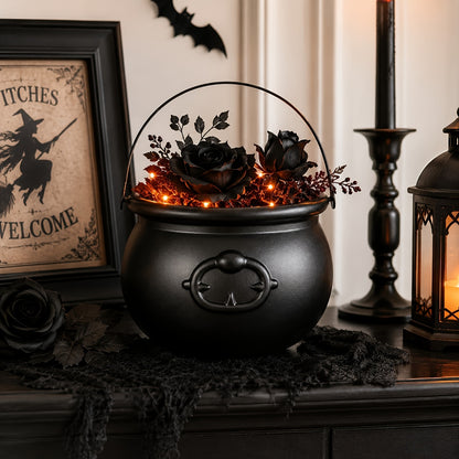 Black Halloween Witch Cauldron Bowl - Indoor Party & Candy Bucket Decor