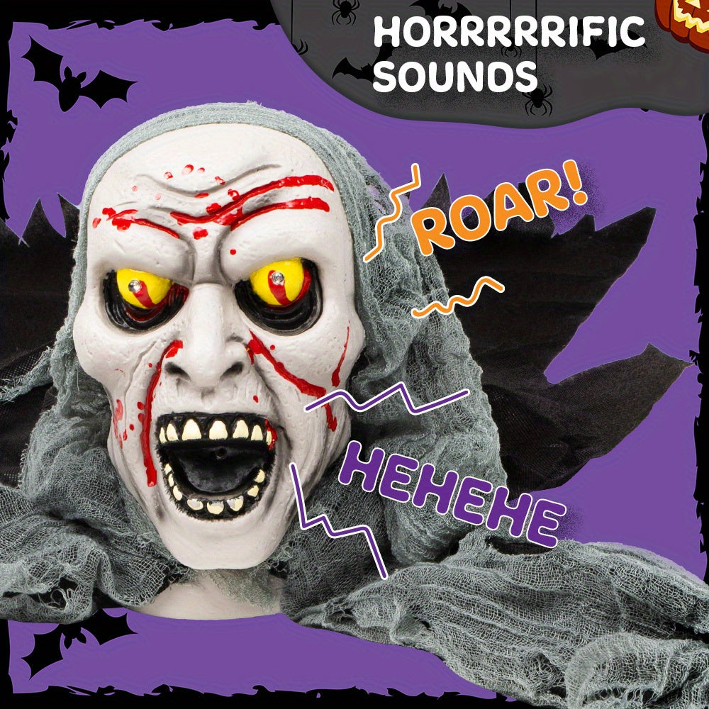 Zombie groundbreaker positioned among gravestone props in a graveyard scene