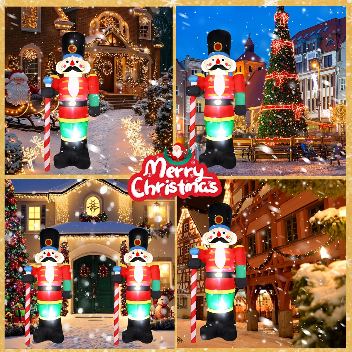 Nutcracker Inflatable 8 ft Lighted Christmas Soldier, Outdoor Christmas Inflatables for Yard