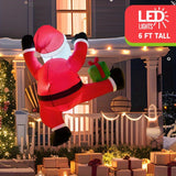 Christmas Inflatables, 6 ft Hanging Climbing Santa with Built-In LED, Indoor & Outdoor Decor
