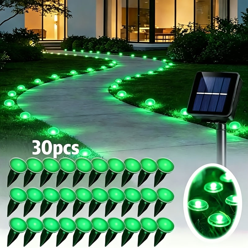 Solar pathway light installed in lawn grass